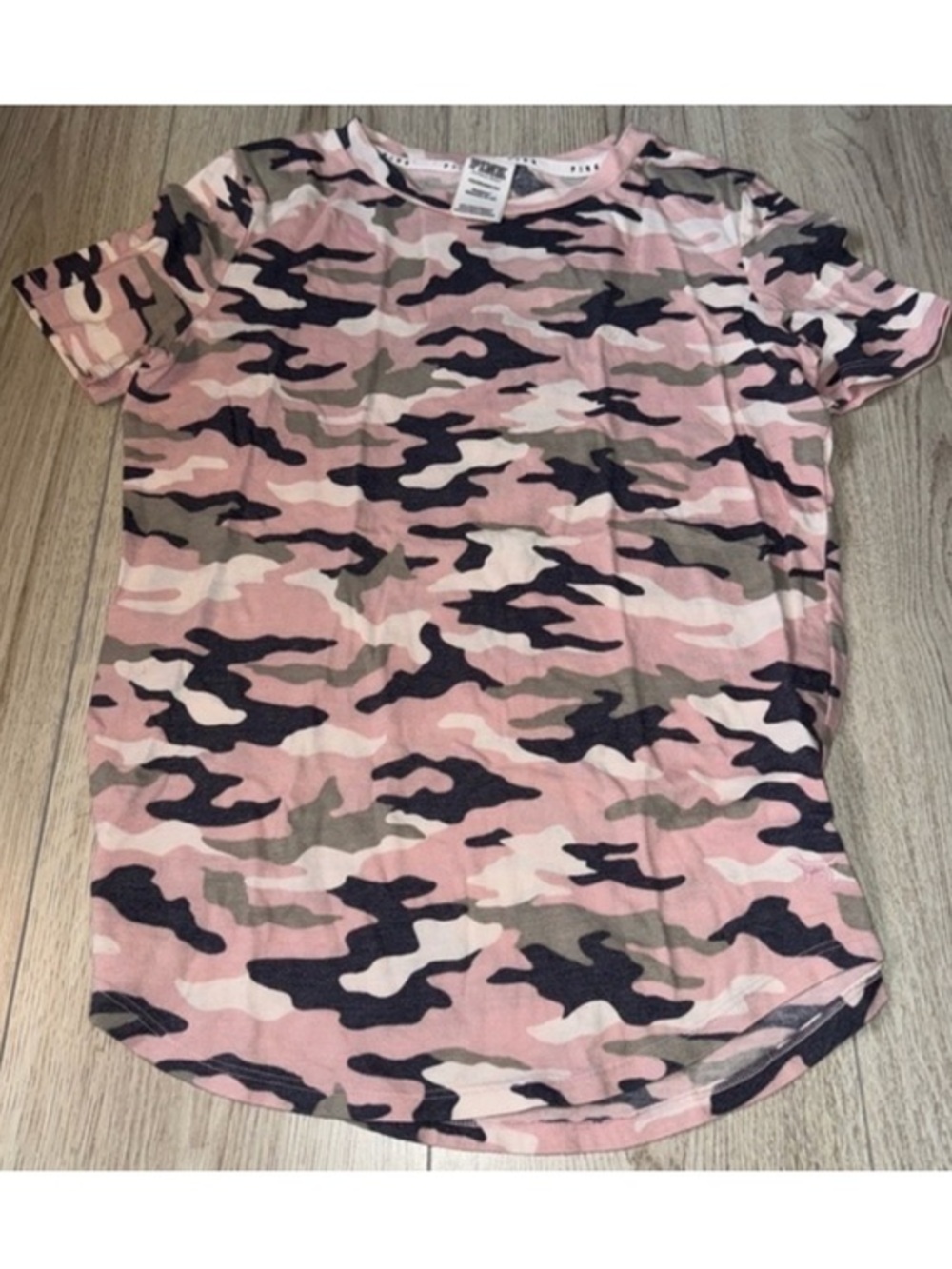 Victoria’s Secret pink camo camouflage short sleeve shirt top